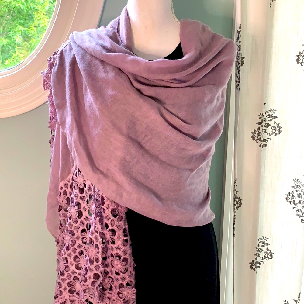 Purple Lavender Cotton Floral Scarf